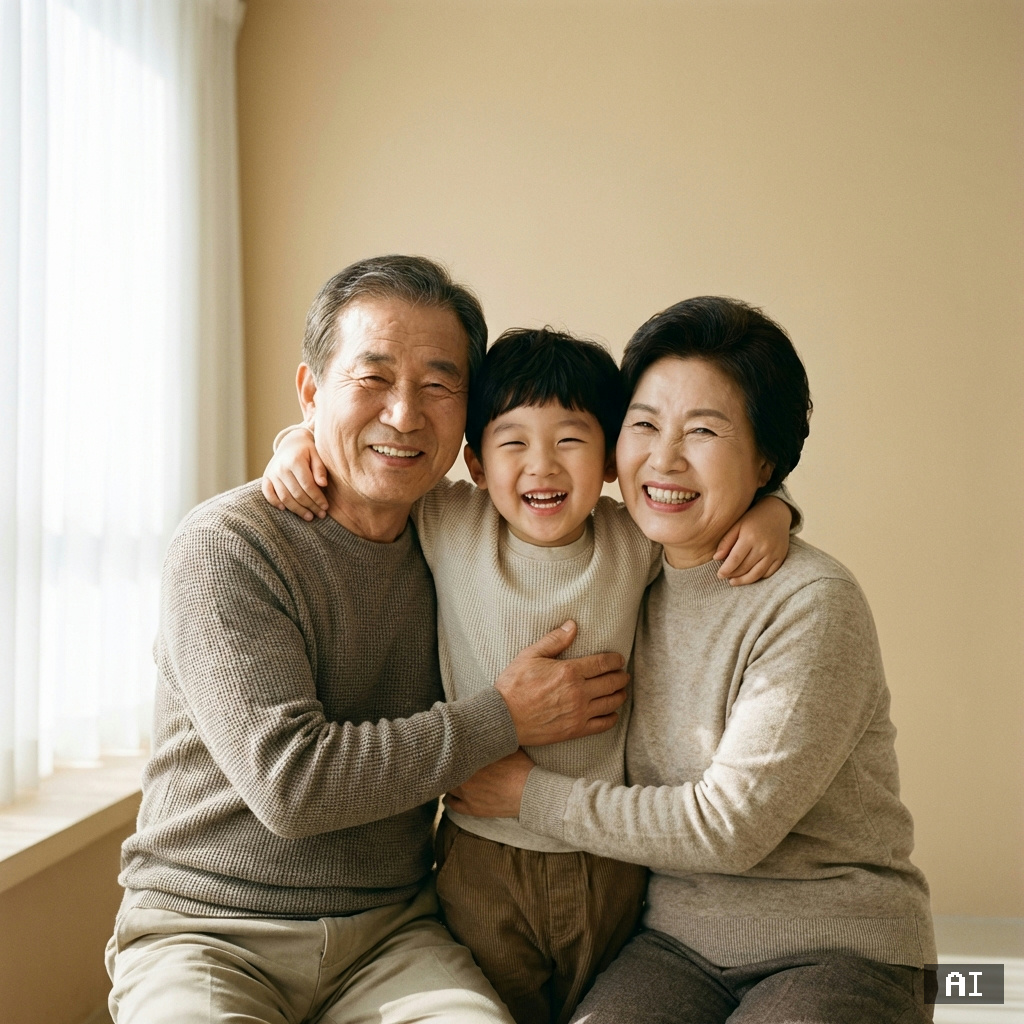 할머니할아버지와 손자 (실사)