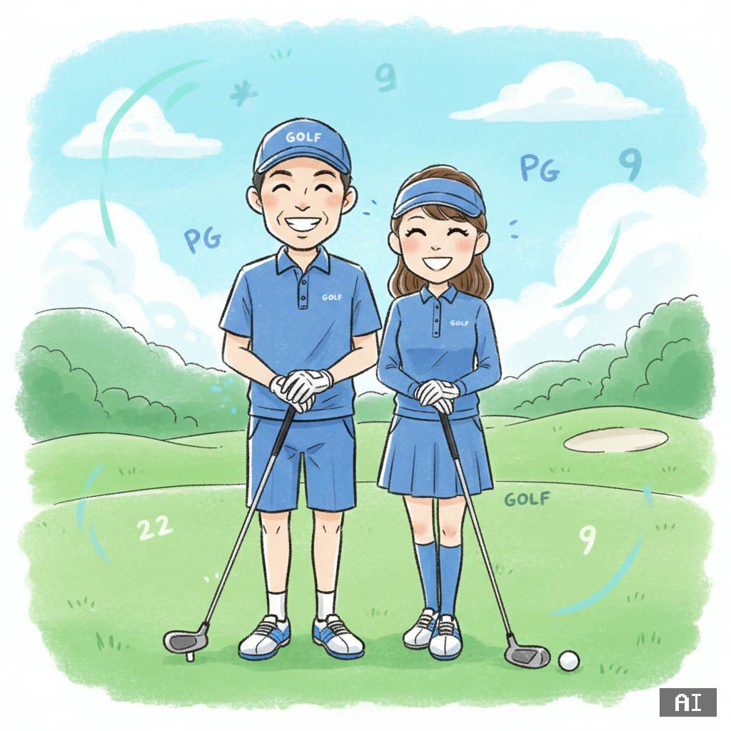 골프 커플룩 (캐리커처)