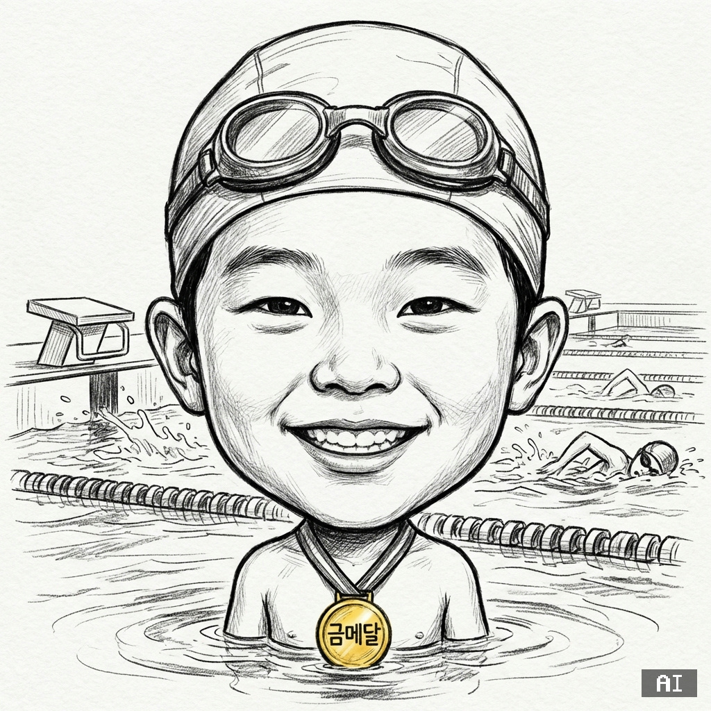 수영선수 (남,스케치) (캐리커처)