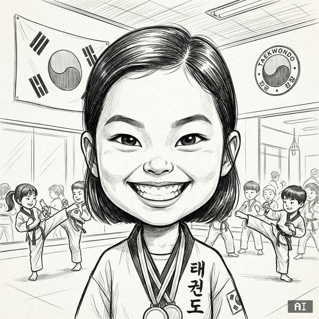 태권도선수 (여,스케치) (캐리커처)