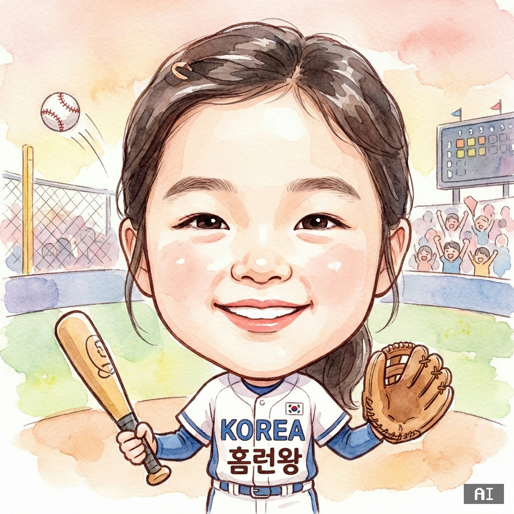 야구선수 (여,수채화) (캐리커처)