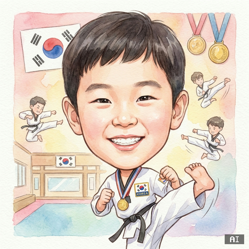 태권도선수 (남,수채화) (캐리커처)