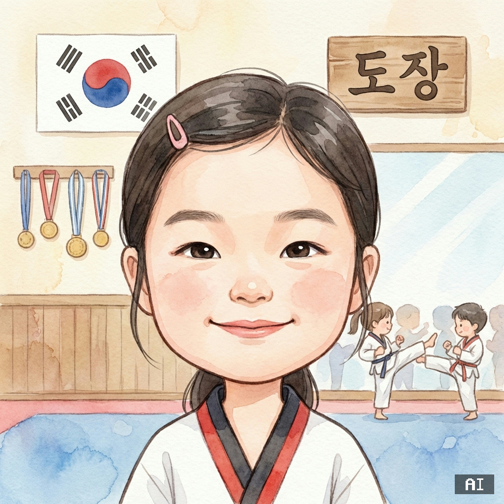 태권도선수 (여,수채화) (캐리커처)