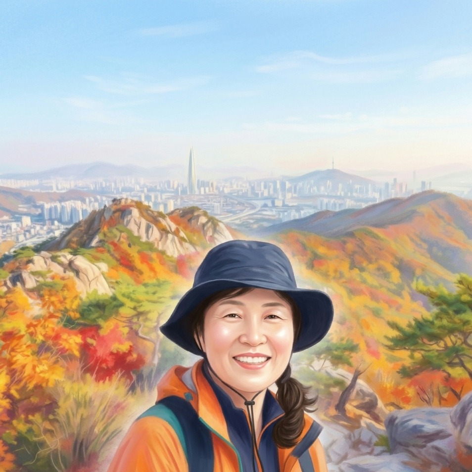 관악산 가을 배경 파스텔 초상