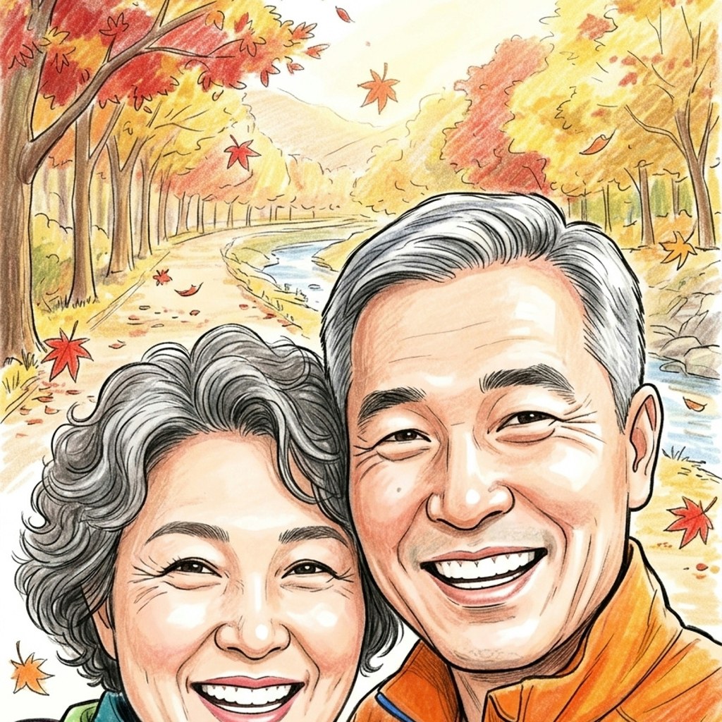 웃음 캐리커처 단풍